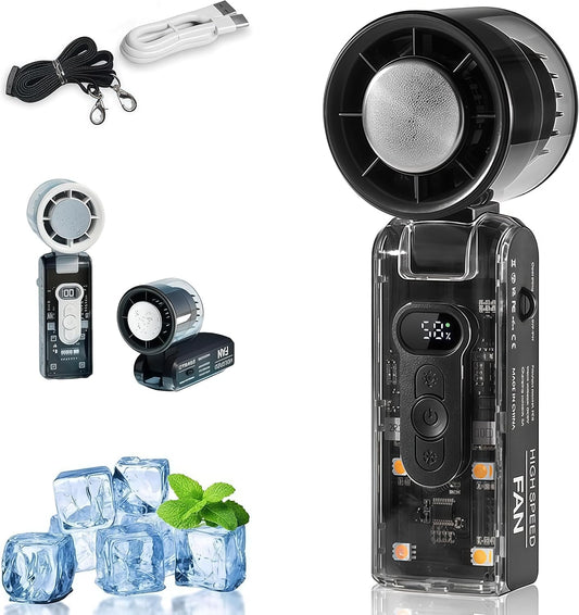 Clopal IceRush Turbo Handheld Fan – Instant Cooling Plate, High-Speed Fan, 3600mAh Rechargeable with LED Display