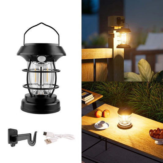 Clopal Solar Powered Lantern Led Light with USB Type-C and Motion Sensor