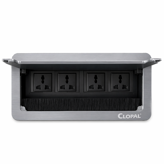 Flip up Tabletop Brush Connectivity Technology Box – Black & Silver