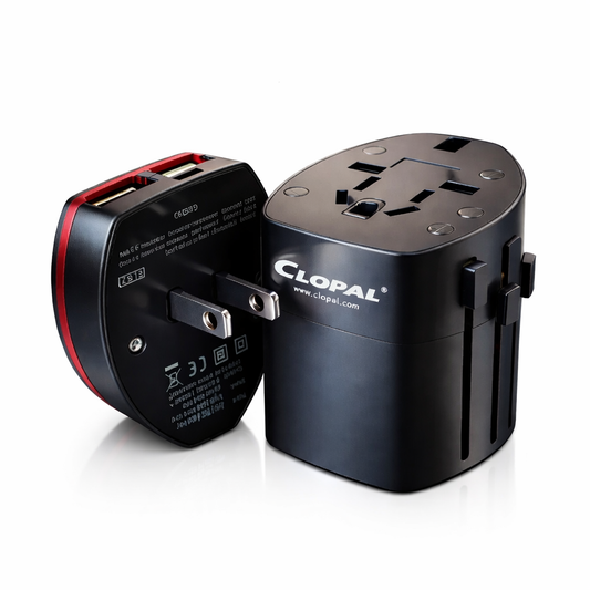 Clopal International Travel Adapter with USB Charging Ports, Electric Plug Power Socket Adapter - Black Color