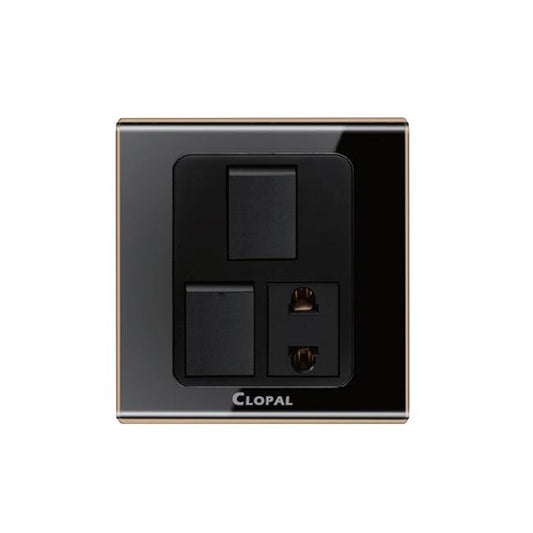 Clopal Black Series 2 switch + 1 socket Superior Quality