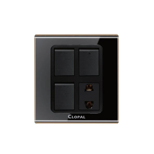 Clopal Black Series 3 switch + 1 socket Superior Quality