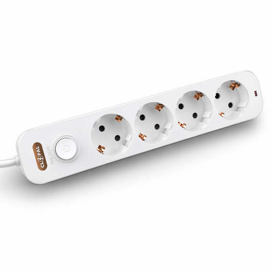 Clopal German 4 Ways Schuko Extension Socket with 1 Switch