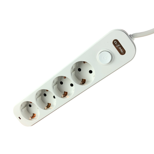 Clopal German 4 Ways Schuko Extension Socket with 1 Switch
