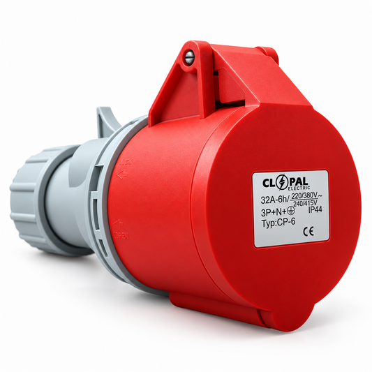 Clopal 32A 5-Pin Industrial Socket | 3P+N+E | 220/380V–240/415V | IP44 | Heavy Duty Connector