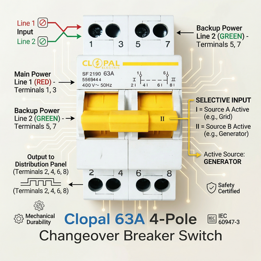 Clopal 63A 4-Pole Changeover Breaker Switch