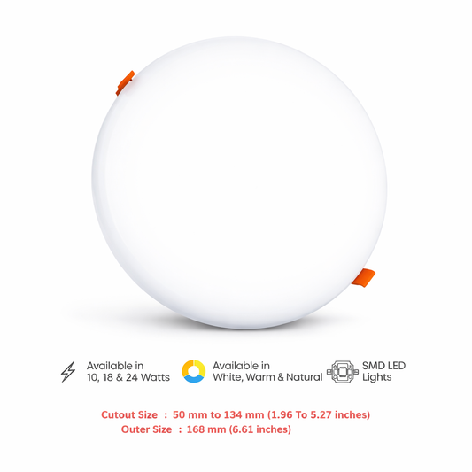 Clopal Adjustable 24 Watts SMD Round Light V-220 - White, Warm & Natural