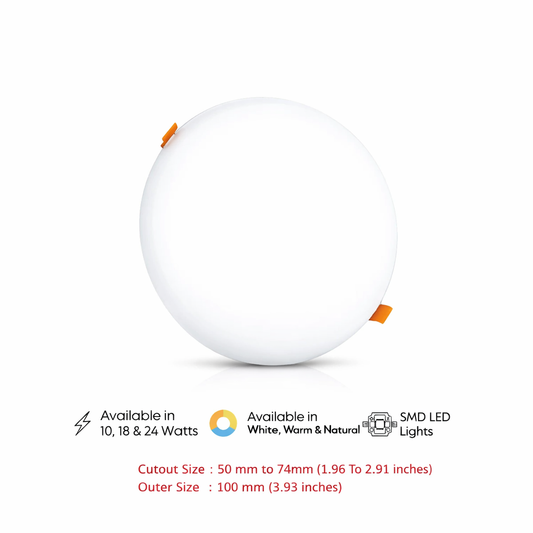 Clopal Adjustable 10 Watts SMD Round Light V-220 - White, Warm & Natural