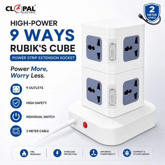Clopal High-power USB & TypeC 9 & 13 Ways Outputs Rubik’s Cube Power Strip Extension Socket