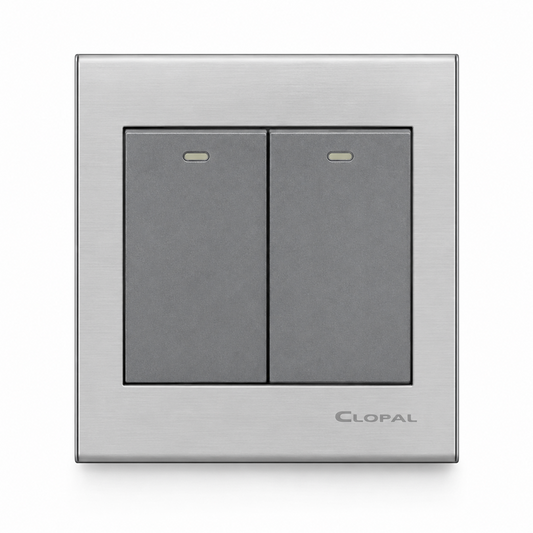 Clopal Elegant Grey Series 2-Gang Switch Superior Quality