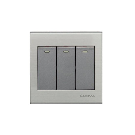 Clopal Elegant Grey Series 3-Gang Switch Superior Quality