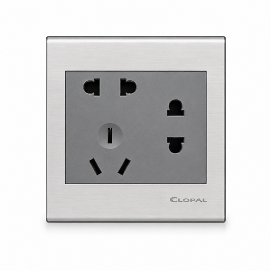 Clopal Elegant Grey Series American Socket + 2 Socket Superior Quality