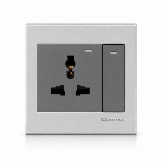 Clopal Elegant Grey Series Light Plug Sw+Soc With LED Superior Quality