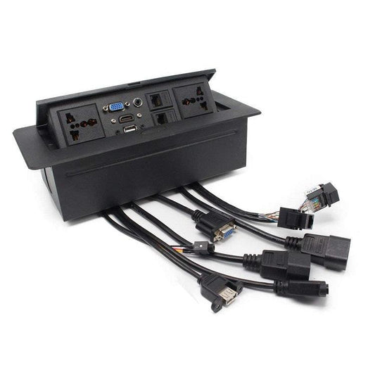 Technology Box, Conference Table Connectivity Hydraulic Pop Up Box Power Center with Wires