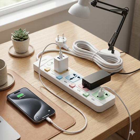 Clopal Extension Lead with 3 Meters Heavy Duty Copper Cable, 3, 4, 5, & 6 Power Sockets Extension Board with Fuse Protection