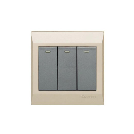 Clopal Golden Metalic Series 3-Gang 2-Way Superior Quality
