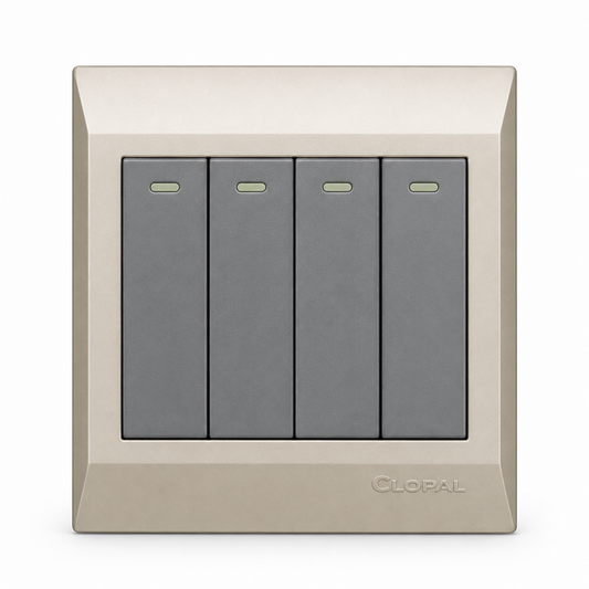 Clopal Golden Metalic Series 4-Gang Switch Superior Quality