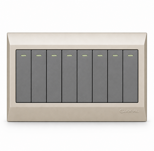 Clopal Golden Metalic Series 8-Gang Switch Superior Quality