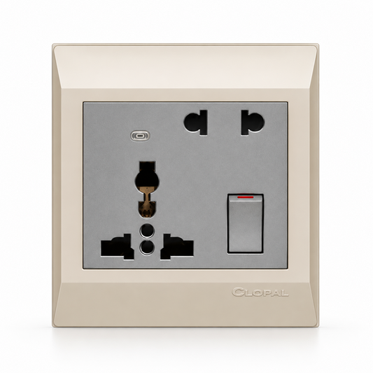 Clopal Golden Metalic Series Light Plug Sw + Extra Soc Superior Quality
