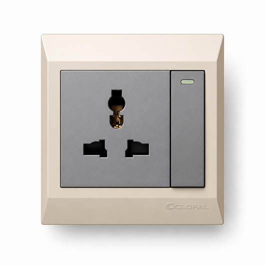 Clopal Golden Metalic Series Light Plug Sw+Soc With LED Superior Quality