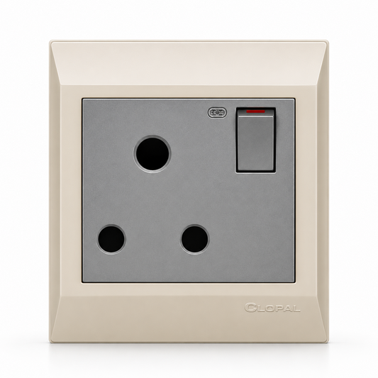 Clopal Golden Metalic Series Power Plug Socket With LED Superior Quality