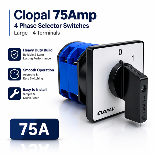 Clopal 75Amp 4 Phase Selector Switches Large - 4 Terminals