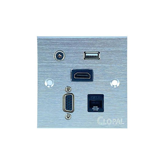 Multifunctional Media Wall Socket Outlet, Multimedia Wall Plate – USB, VGA, HDMI, Internet, Audio