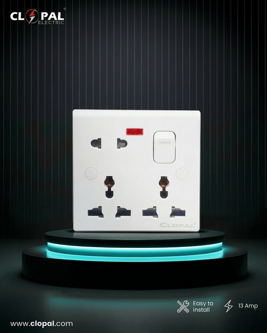 Clopal - Double Multi Light Plug with Switch - White