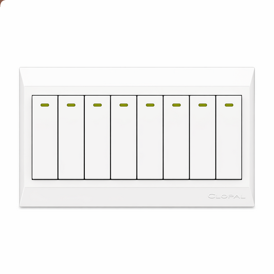 Clopal Pure White Series 8-Gang Switch Superior Quality