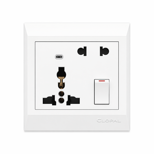 Clopal Pure White Series Light Plug Sw + Extra Soc Superior Quality