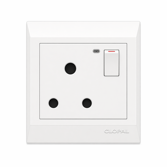 Clopal Pure White Series Power Plug Socket With LED Superior Quality