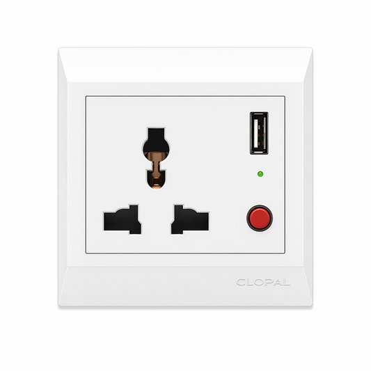 Clopal Pure White Series USB with Universal Socket Superior Quality