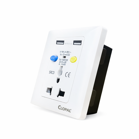 Ground Fault Circuit Interrupter with USB port International Outlet + 2X USB Port 2A, 5V