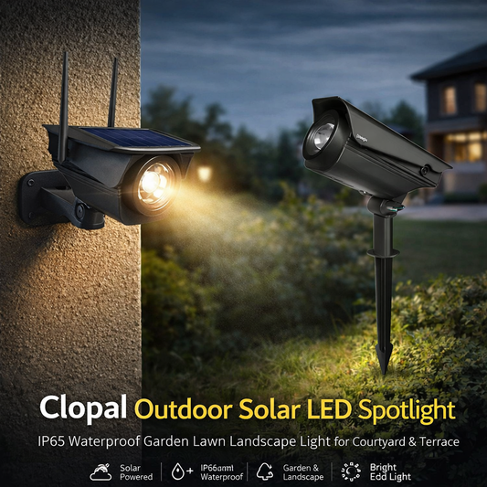 Clopal Outdoor Solar LED Spotlight IP65 Waterproof Garden Lawn Landscape Light for Courtyard & Terrace