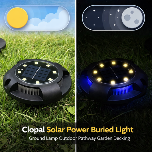 Clopal Solar Power Buried Light Ground Lamp Outdoor Pathway Garden Decking