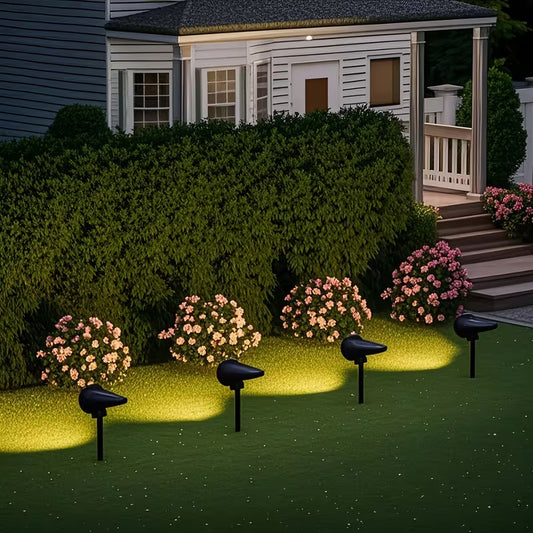 Clopal Solar Powered Outdoor Spotlights with 7 LED Warm/White Light, Suitable for Garden, Backyard, Driveway, And Patio Decoration