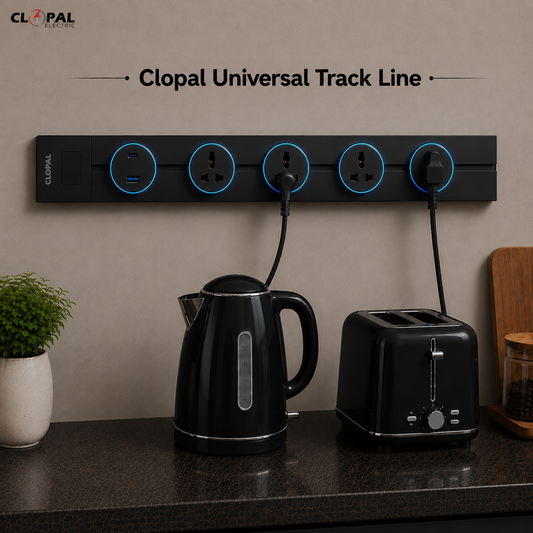 CLOPAL Universal Track Line, USB & Type-C & Multi Socket Wall Outlet