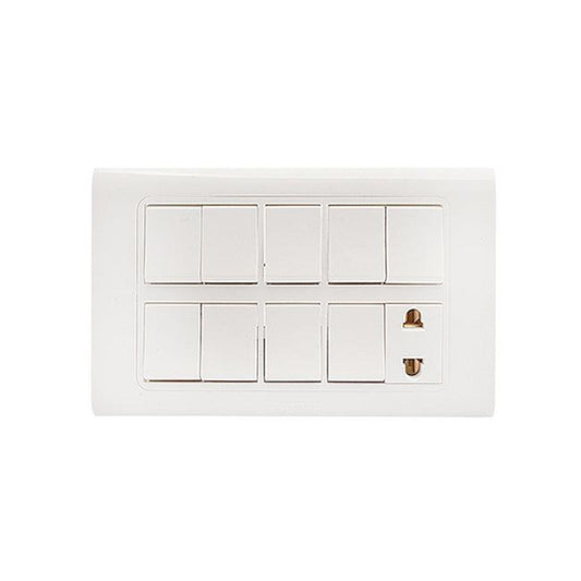 Clopal Typer White Series 9 switch + 1 socket Superior Quality