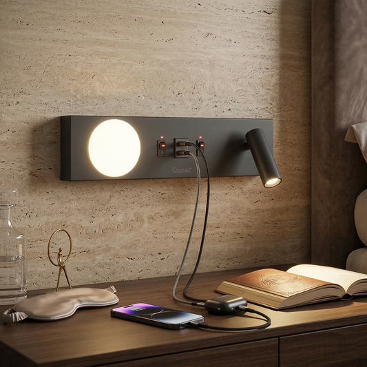 Clopal Wall Lamp SMD 5W+COB 5W USB+Type C+2 Bar Switch - Black & White