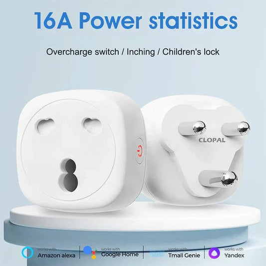Clopal 3 Pin Plug To Eu Uk Outlet Power Monitor Smart Life 16A Universal Heavy Duty Tuya Smart Socket Wifi