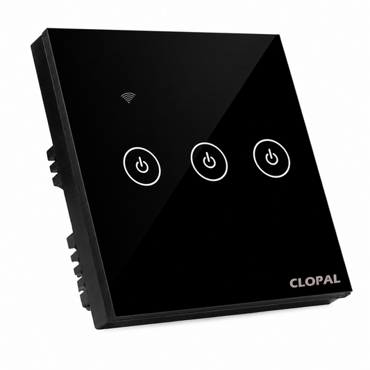 Clopal 3 Gang Black Smart Touch WIFI Switch Series with Mobile Control, Voice Control Compatible with ALEXA, Google Assistant