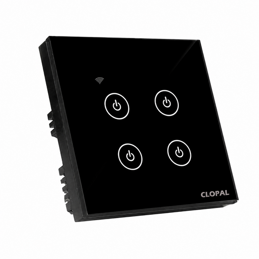 Clopal 4 Gang Black Smart Touch WIFI Switch Series with Mobile Control, Voice Control Compatible with ALEXA, Google Assistant