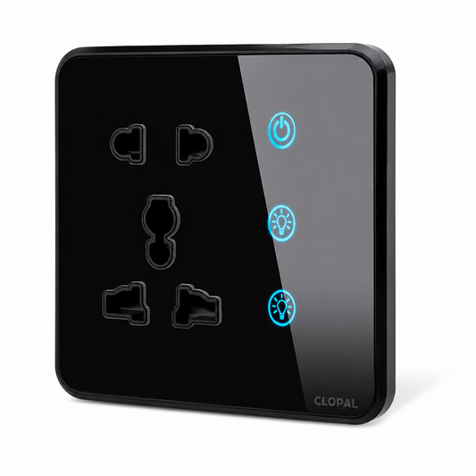 Clopal 3+1 Black Smart Touch WIFI Switch Series with Mobile Control, Voice Control Compatible with ALEXA, Google Assistant