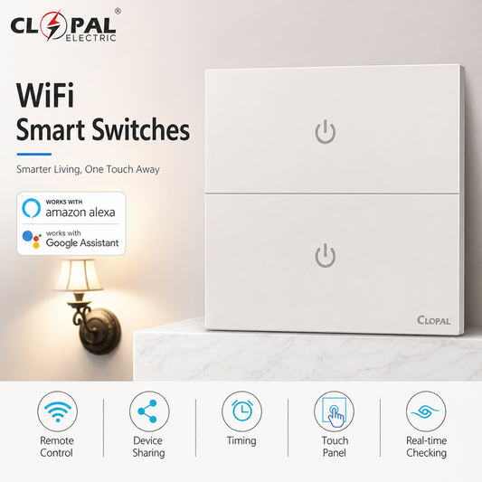 Clopal Pearl 2 Gang Smart Touch WIFI Switches, Mobile Control, Voice Control Compatible with ALEXA, Google Assistant and IFTTT