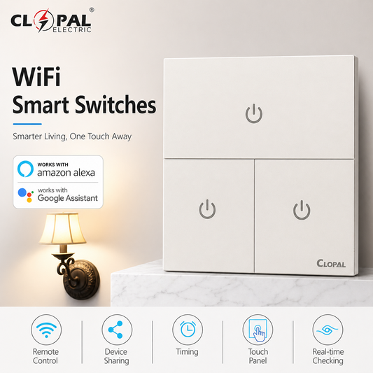 Clopal Pearl 3 Gang Smart Touch WIFI Switches, Mobile Control, Voice Control Compatible with ALEXA, Google Assistant and IFTTT