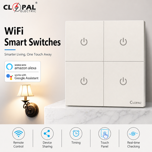 Clopal Pearl 4 Gang Smart Touch WIFI Switches, Mobile Control, Voice Control Compatible with ALEXA, Google Assistant and IFTTT