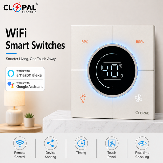Clopal Pearl Fan Dimmer Smart Touch WIFI Switches, Fan Dimmers with Mobile Control, Voice Control Compatible with ALEXA, Google Assistant and IFTTT