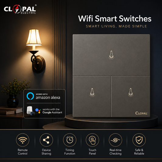 Clopal Platimium 3 Gang Smart Touch WIFI Switches, Mobile Control, Voice Control Compatible with ALEXA, Google Assistant and IFTTT