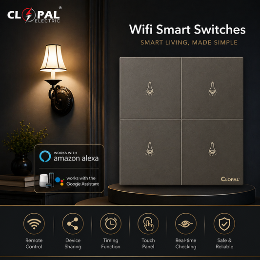 Clopal Platimium 4 Gang Smart Touch WIFI Switches, Mobile Control, Voice Control Compatible with ALEXA, Google Assistant and IFTTT