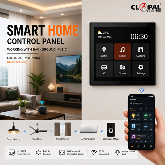 Clopal 2-in-1 Smart Home Control Panel with Background Music – Touch Screen Wall Hub, Tuya Smart System, Alexa & Google Assistant Compatible